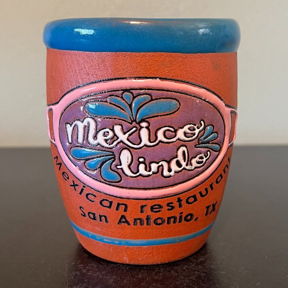 MEXICO LINDO Mexican Restaurant Logo San Antonio, Texas Handcrafted Pottery Mug